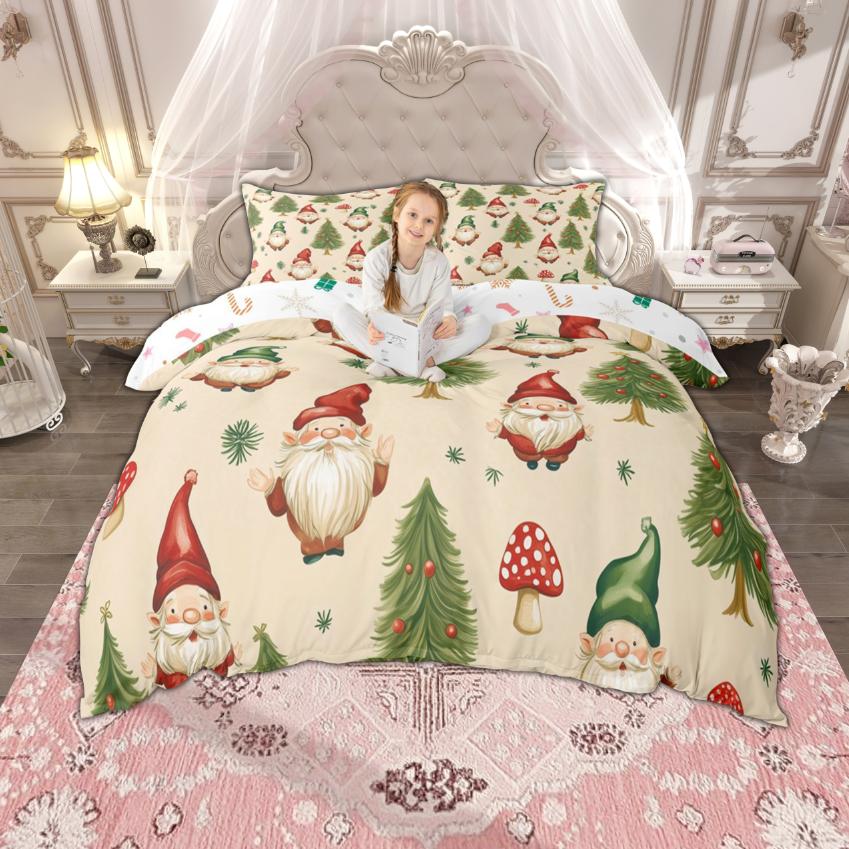 Homewish Cartoon Snowman Duvet Cover Set For Kids Merry Christmas Santa Claus Bedding Gingerbread Xmas Tree Quilt Cover Set