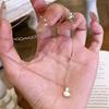 Real Gold-Plated Nickel Silver Twin Fu Lu Gourd Mother-of-Pearl Pendant Clavicle Chain - Chinese Style Light Luxury