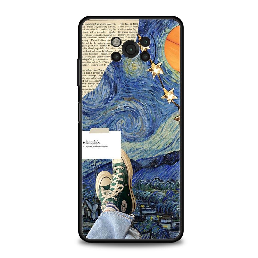 Θήκη Κινητού Τέχνη Van Gogh με Αστροφώτιστο Ουρανό Για Για Xiaomi Poco X6 X5 Pro X4 X3 NFC F5 Pro F4 F3 GT M5 M4 Pro 5G M3 C51 C50 C55 Κάλυμμα