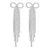 Luxury Shiny Diamond Long Fringed Bow Earrings