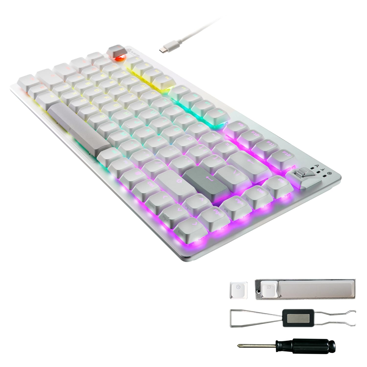 

ELECOM Gaming Keyboard V custom VK720AL Lowepro Wired Detachable Magnetic Analog Detection Switch Size US Layout US Keyboard White 75% TK-VK720ALWH-EN білий