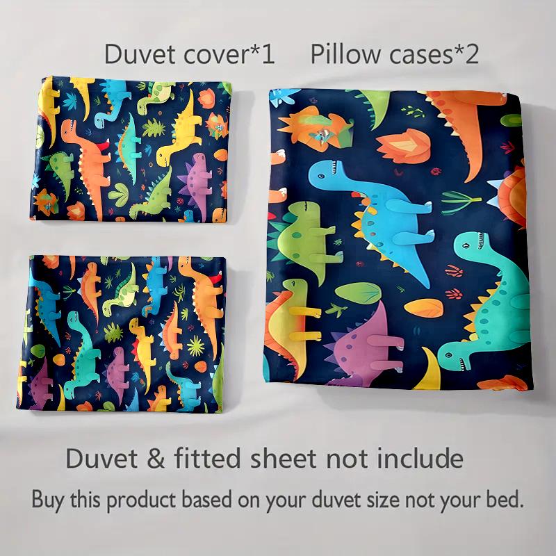 Colorful Dinosaur Illustrations. Bedding Duvet Cover Sets Duvet Covers Pillowcases Gifts (1 * Duvet Cover 2 * Pillowcases, Without Duvet Insert)