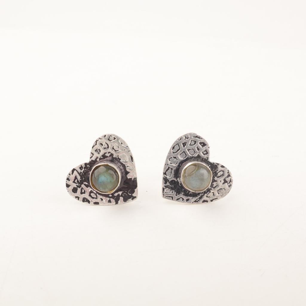 Natural Labradorite Gemstone 925 Sterling Silver Jewelry Handmade Boho Studs0.6" EE-143-18
