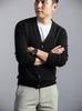 YINGAO Men's V-Neck Wool Cardigan - Thin Knit Solid Color Sweater for Spring & Autumn