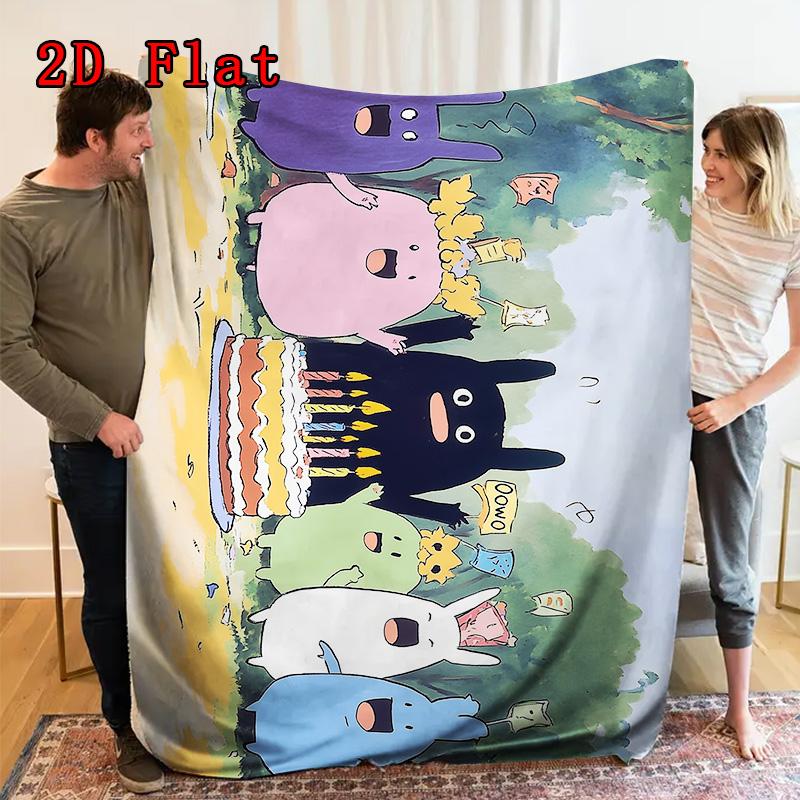 Cute Rabbit Birthday 2D Flat Pattern Flannel Blanket High quality All Seasons Warmth and Comfort Perfect for Christmas Gifts.MMT0918372