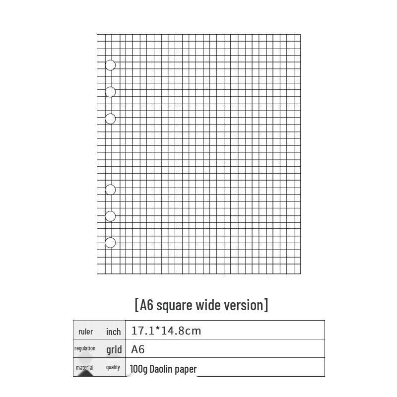 A5 6-Hole Loose-Leaf Planner Refill Paper - Grid, Lined, & Blank Pages