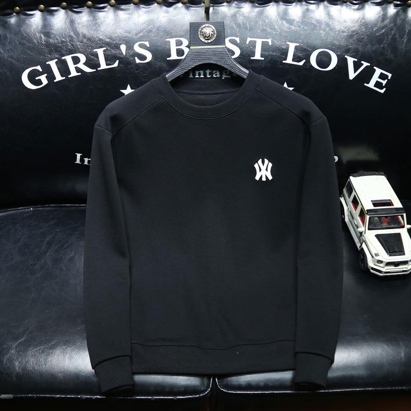 Europeisk Stil Broderad Smal Passform Långärmad Tröja för Herrar