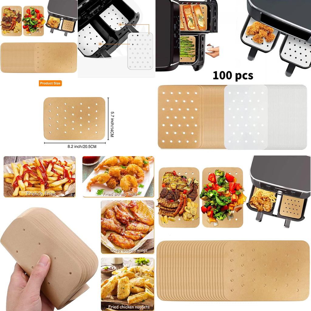 Durable Rectangular Oil Paper Liner For Air Fryer Heat Resistant And Non-stick