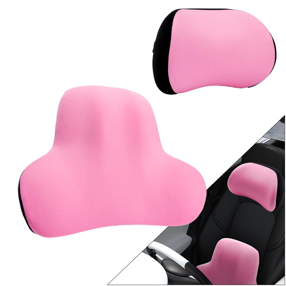 

для MUTEKI Поясничный Автомобильный Набор для Шеи с и Поясничной Памятью Автомобильные Аксессуары для Долгого и [Новинка 2025] Подушка, Накладка, 2-компонентный Подголовник, Спинка, Поддержка, Пена, розовый