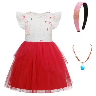 [ChicFlow] Princess Dress Kids Theater Costume Deluxe 3 Piece Girls Ocean's Wonderland Moana Costume Girls Halloween Christmas Performance Costume