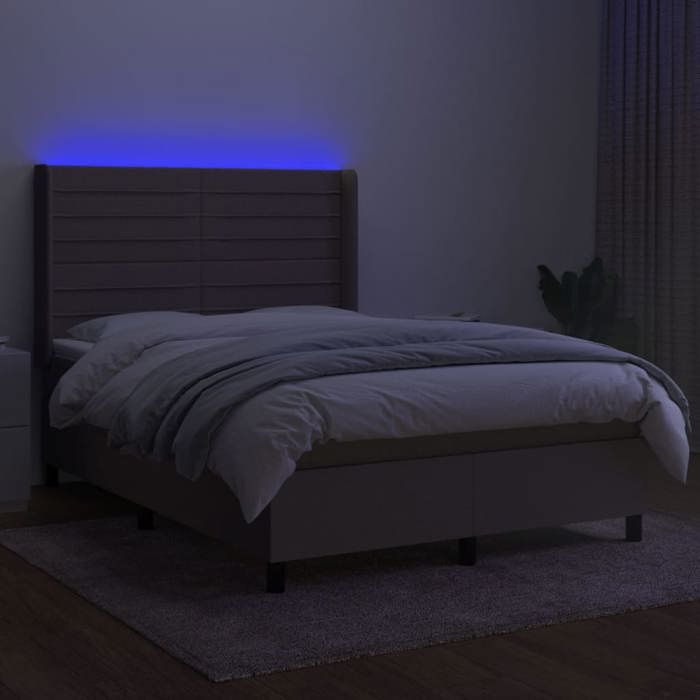 Maison Exclusive - Sommier à lattes de lit matelas et LED Taupe 140x190 cm Tissu