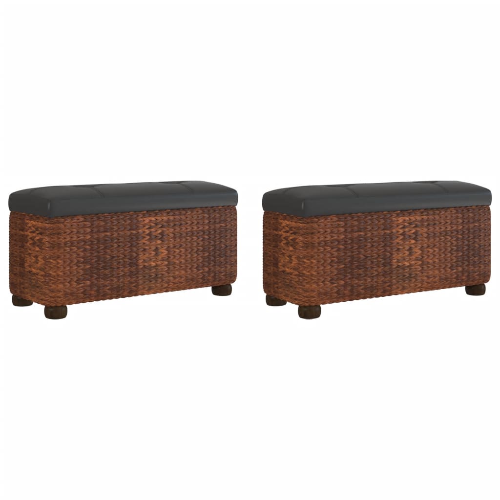 Storage Benches with Cushions In Brown 2 Pcs 69 Cm Reed