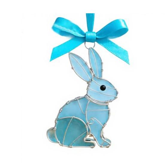 

Пасхальное украшение из морского стекла, обмотанного проволокой, 2D Прибрежный кролик, Пасхальные яйца, Ручная работа, Морская тематика, Подвесное украшение для Весенней вечеринки, Декор для дома A