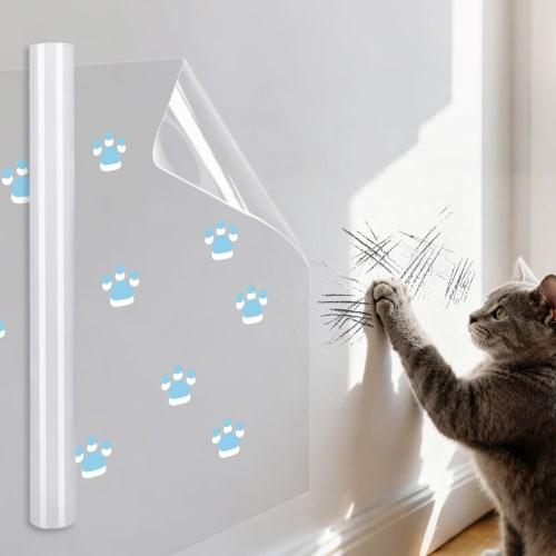 Cosnight Cat Wallpaper Protector, Anti-Scratching Sheet, 30cm Wide x 2.5m Long, Transparent, Removable Pet Wall Protector, Waterproof and Stain-Resist
