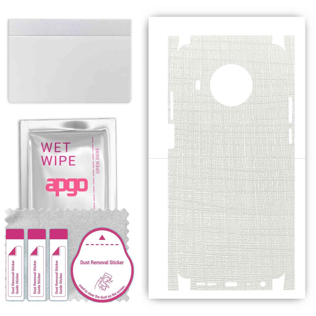 apgo Protective Skin Sticker for the Back+sides Compatible with Nokia X100, Full Wrap Film, Foil, Vinyl - Pattern White Fabric