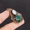 Faceted Zambian Emerald Pendant Rainbow Moonstone Pendant Chrome Diopside Pendant Copper Pendant Natural Gemstone Jewelry Handmade Pendant