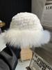 Rex Rabbit Fur Fisherman's Hat Children Autumn and Winter Warm Temperament Versatile Fox Hair Ear Protector Basin Hat Tide Shows Small Face