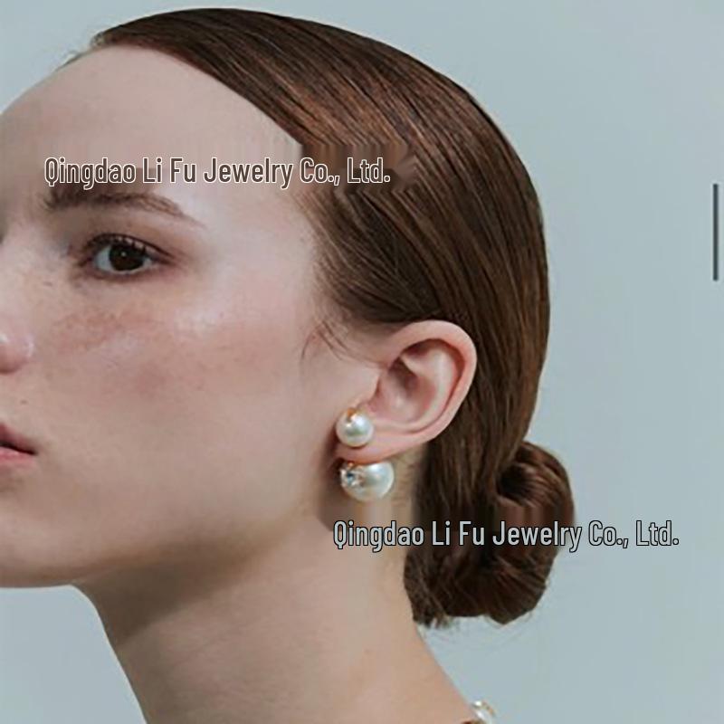 925 Silver Niche Pearl Double-Sided Earrings - Versatile, Light Luxury Front & Back Wear for Women.