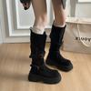 New knee locomotive boots for women without small boots for women but fashion belt buckle platform boots knight