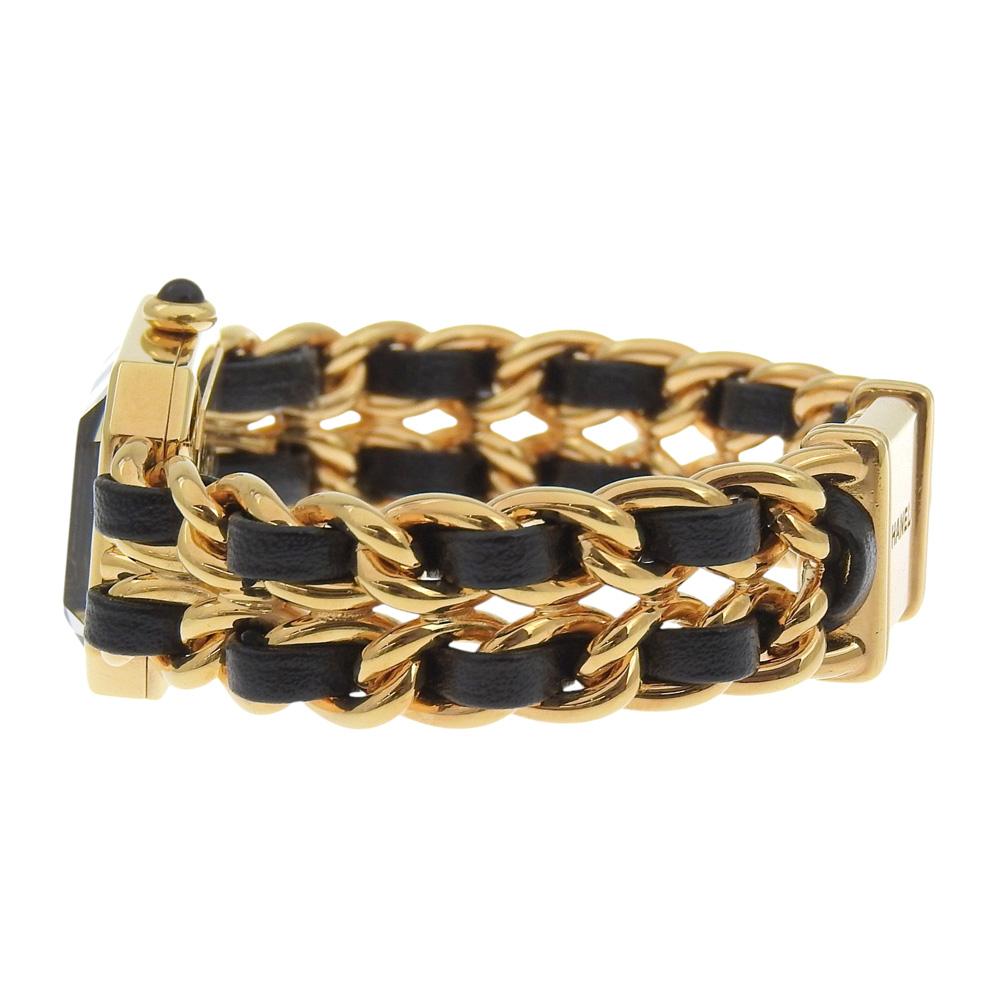 Chanel Zegarki Premiere S H0001 czarna tarcza Platerowane Złoto/skóra Kwarcowy Wyświetlacz Analogowy Damski Używany