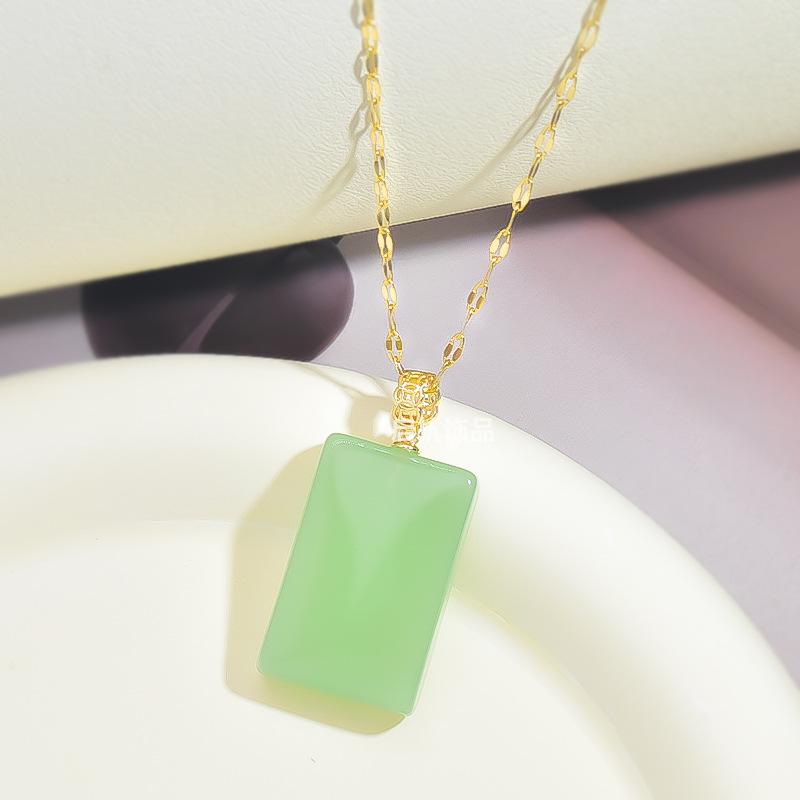 Light Luxury Hetian Jade No Matter Brand Necklace Female Retro Design Simple And Versatile Jade Pendant Accessories