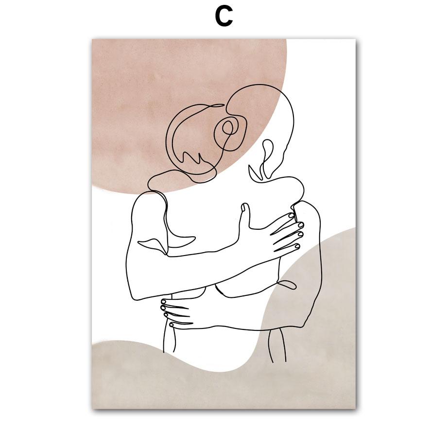 Pintura em Tela Arte de Parede Linha Corpo de Menina Preto Branco Minimalista Pôsteres e Impressões Nórdicos Imagens de Parede para Decoração de Sala de Estar