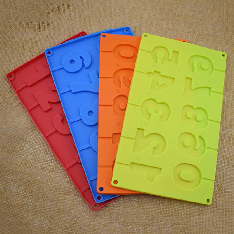 Aomily-Silicone Lollipop Mold, DIY Bakeware, 3D Handmade Pop Sucker Sticks, Lolly Candy Chocolate with Stick Shape, 0-9 Numbers