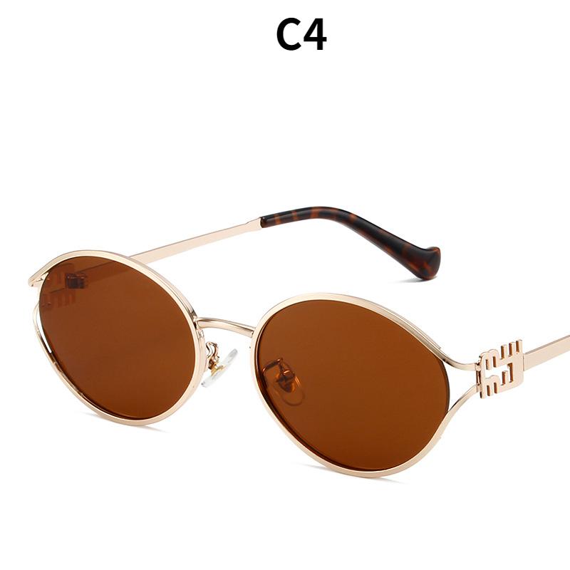 Women's sunglasses, men's and women's fashion round-frame metal sunglasses