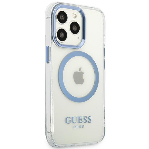 Guess Guhmp13Lhtrmb Iphone 13 Pro / 13 6,1 Niebieski/Blue Hard Case Metal Outline Magsafe