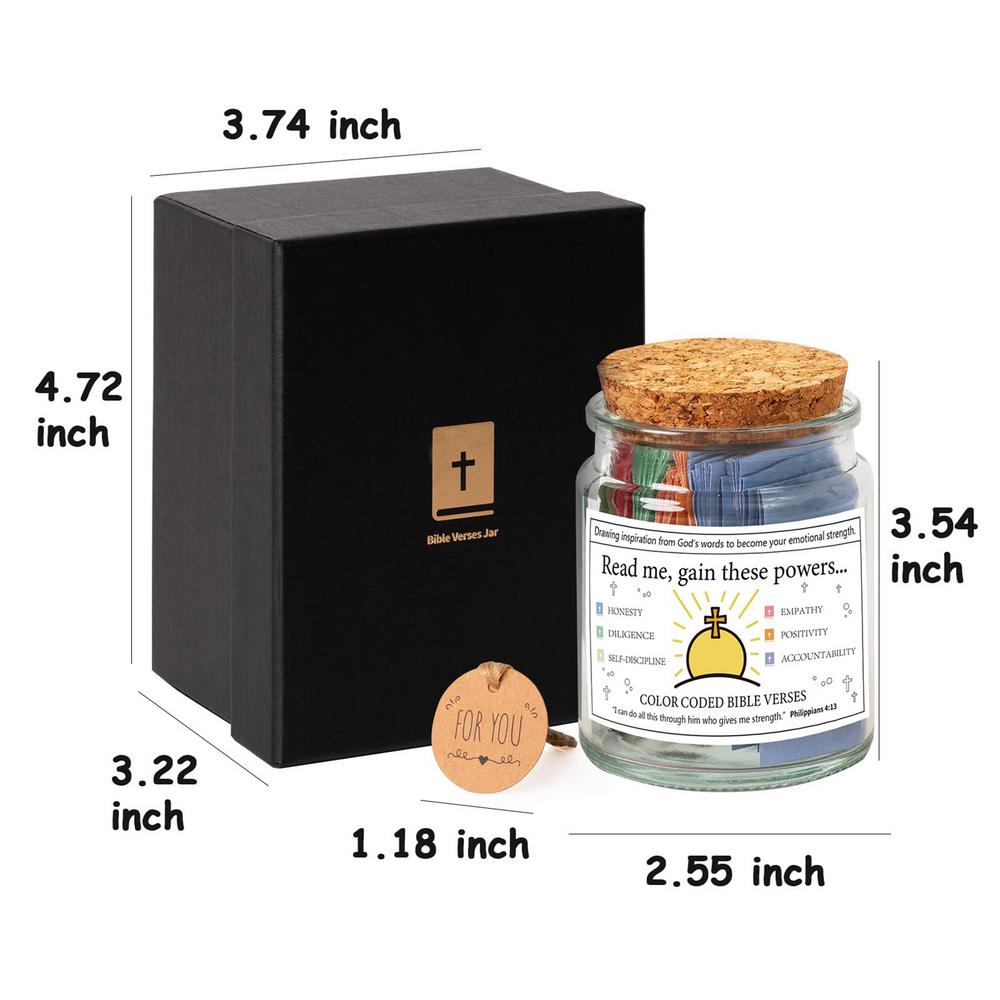 Christliches Kartenglas, buntes Glas mit Bibelversen, handgefertigt, christliches, buntes Bibelglas, Glas mit den besten Wünschen, Notiz zum Lesen zu Weihnachten