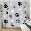 Tenda da Doccia Stile Zampa di Cane Nero Grigio Grigio Chiaro Moderna per Amanti degli Animali Decorazione Bagno Poliestere con 12 Ganci Facile da Pulire