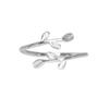New Arrival Sleek Simple Leaf Korean Stylish Fashionable  Sterling Color Jewelry Temperament Sweet Branches Personality Opening Rings