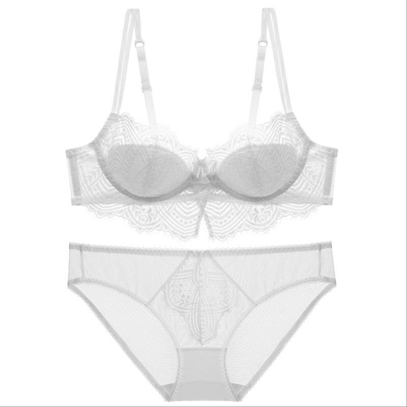 

Кружевное нижнее белье с кристальной чашкой, женское тонкое хлопковое сексуальное, для большой груди, показывает маленькую грудь, собирающий бюстгальтер, бюстгальтер 70A белый