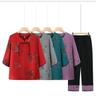 Chic Summer Two-Piece Set: Short-Sleeved Chinese Style for Middle-Aged and Elderly Women