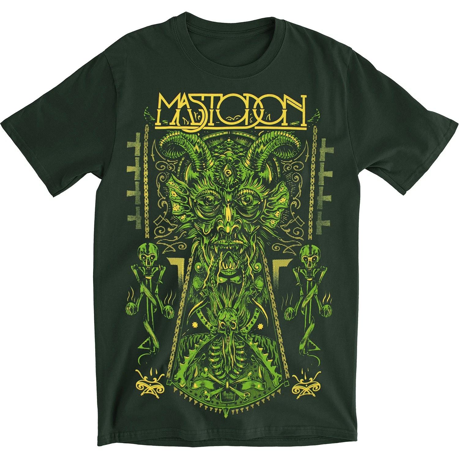 Men s Mastodon Devil On Hunter Green T-shirt Small Black XXXL