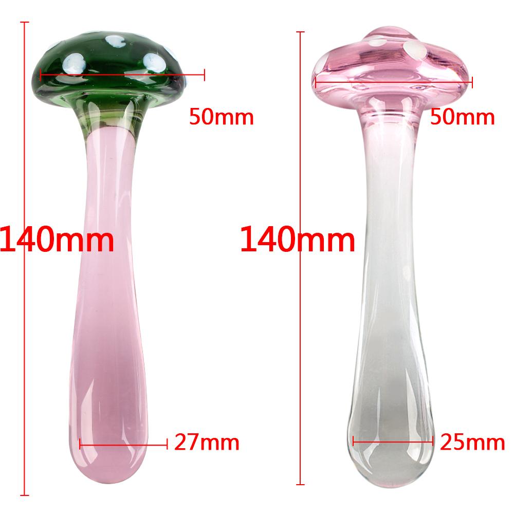 Dildos de Cristal de Hongo de 14 cm para Plug Anal Mujeres Hombres 18 Herramientas para Parejas Plug Anal Dilatador Juguetes Sexuales Juegos para Adultos Productos Eróticos Tienda
