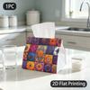 1pc Tissue Box, Ornate Tile Style Vibrant Floral Art Pattern, 2D Flat Printing, Polyester Material, Folds Flat, Tissue Pouch, for The Coffee Table, 2D