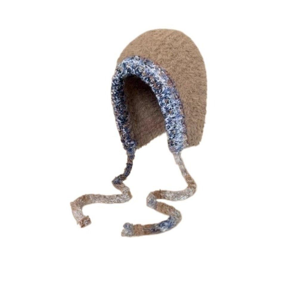 Soft Plush Pullover Hats Windproof Knitted Warm Hat Fashion Fluffy Beanie Hat  Cycling Riding