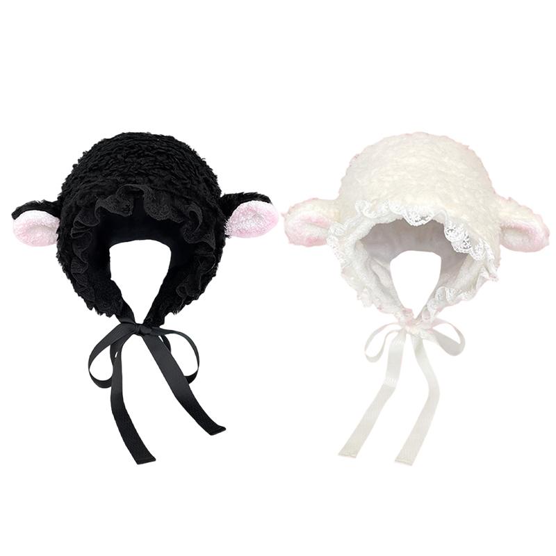 1 szt. Miękki kapelusz z rogami jagnięcymi do fotografii, różne przebrania, wygodny w podróży, uroczy, ciepły, przyjazny dla skóry, codzienny, bawełniany, słodki