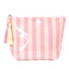 PVC Glossy Striped Cosmetic Organizer with Tassels Portable Travel Toiletry Pouch Trendy Striped Makeup Pack Daily Commute Bags