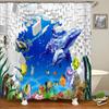 3D Bathroom Curtains Ocean Fish Jellyfish Shell Starfish Dolphin Anchor Shower Curtain Waterproof Fabric Cartoon Boy Bath Screen