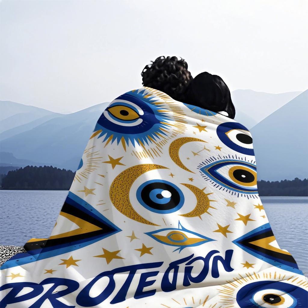 PROTECTION Evil Eye Totem Art Print Flannel Blanket for Adult Quality Soft Warm Universal Blanket for Travel Picnic Home
