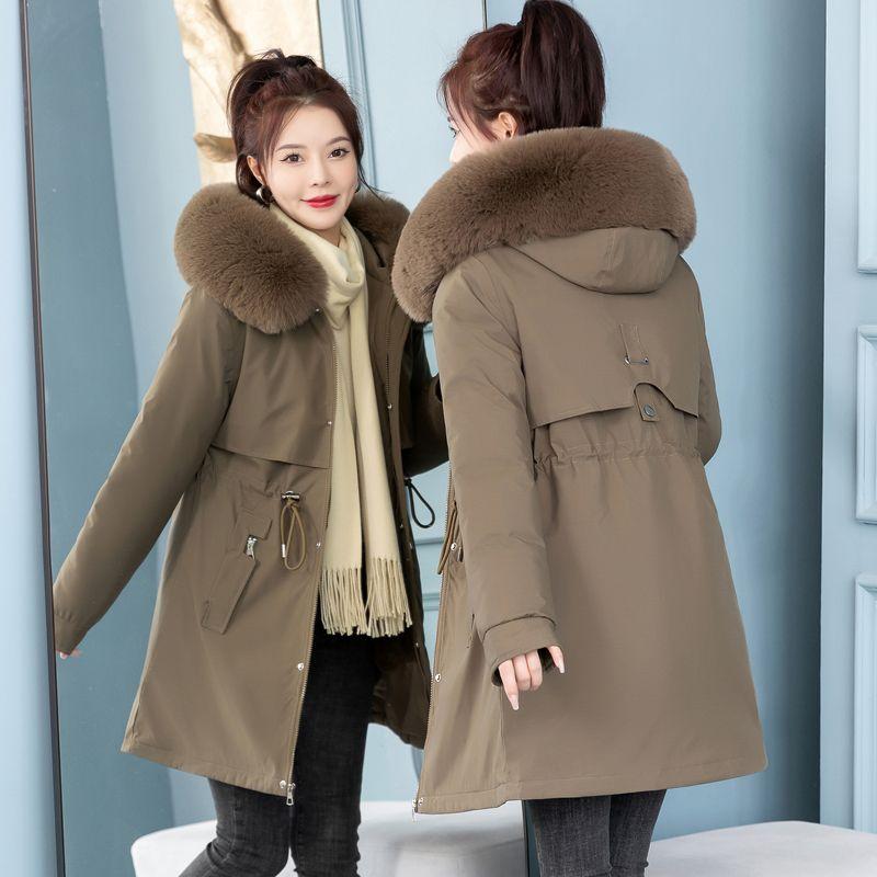 Novinka – dámský zesílený kabát parka, dlouhá zimní bunda s kapucí a bavlněnou výplní