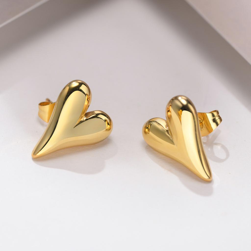 Minimalist Fashion Stainless Steel Heart Shape Stud Earrings For Women Gold Color Heart-Shaped Earring Fashion Jewelry Giftss