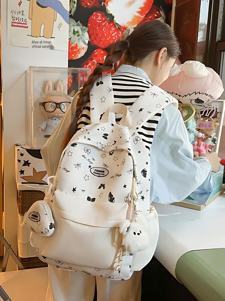 2025 Bow Print Large Capacity Backpack for Primary School Girls