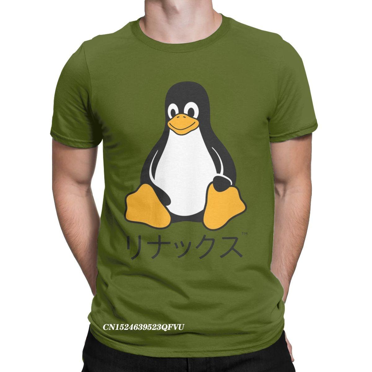Забавная японская футболка-смокинг для унисекс, хлопковая футболка с круглым воротником, Linux, футболки с пингвином в стиле Харадзюку, одежда с принтом L