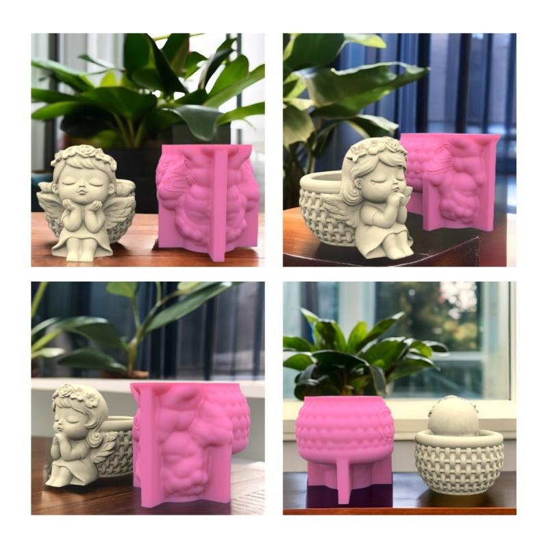 Cute Doll Girl Series Succulent Flower Pot Mould Gypsum Concrete Crystal Epoxy Resin Mold Flower Vase Silicone Mold