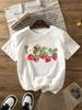 Women's Soft Strawberry Print T-Shirt Vibrant Fruit Design Casual Round Neck Everyday Comfort Fit Strawberry Shirt
