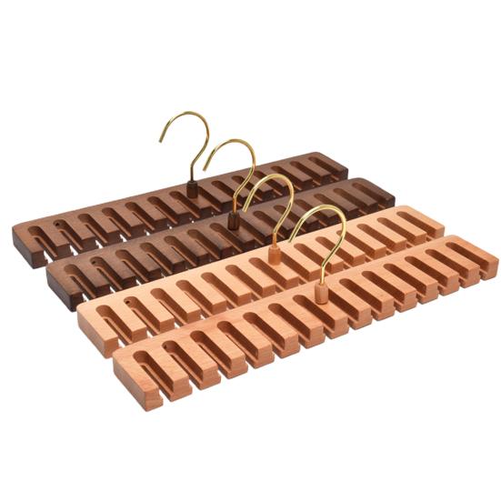 Wooden Belt Hanger 2-in-1 Design 14 Slots Space-Saving Eco-friendly Multifunctional Belt Organizer for Closet
