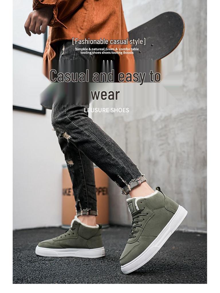 Men's Plus Size High-Top Winter Fleece-Lined Sneakers